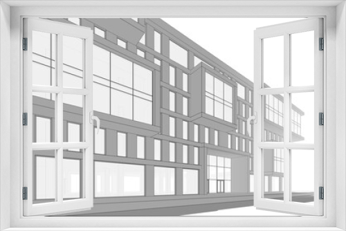 Fototapeta Naklejka Na Ścianę Okno 3D - Modern office building concept 3d rendering