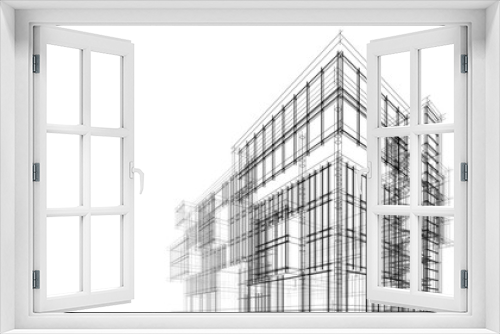 Fototapeta Naklejka Na Ścianę Okno 3D - Modern office building concept 3d rendering