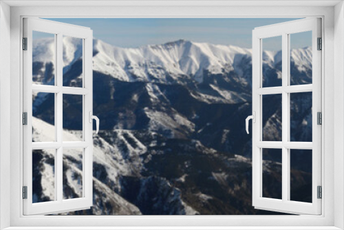 Fototapeta Naklejka Na Ścianę Okno 3D - Panorama de la frontière italienne enneigée