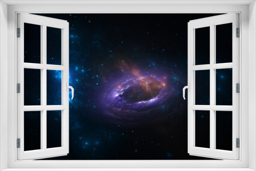 Fototapeta Naklejka Na Ścianę Okno 3D - Universe Space scene with planets, stars and galaxies, nebula. Panorama. Template banner. 3d render