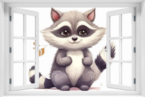 Fototapeta Naklejka Na Ścianę Okno 3D - cute raccoon mascot painting vector illustration