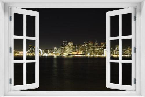 Fototapeta Naklejka Na Ścianę Okno 3D - San Francisco Night Skyline and BayBridge