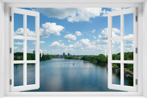 Fototapeta Naklejka Na Ścianę Okno 3D - Manchester, New Hampshire landscape with river and sky