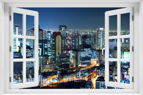 Fototapeta Naklejka Na Ścianę Okno 3D - osaka japan night landscape