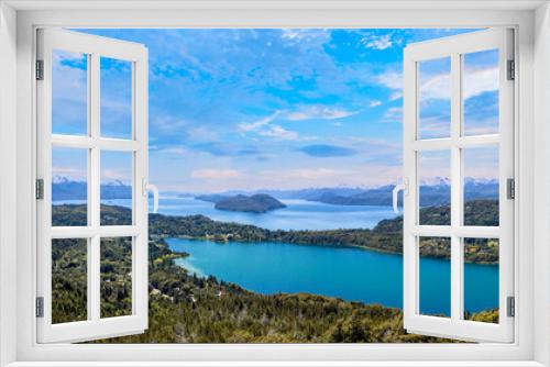 Fototapeta Naklejka Na Ścianę Okno 3D - Argentina, Patagonia, scenic panoramic landscapes of Isla Victoria and Andes from Cerro Campanario.
