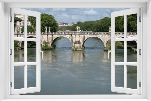 Fototapeta Naklejka Na Ścianę Okno 3D - Engelsbrücke über den Tiber in Rom, Italien