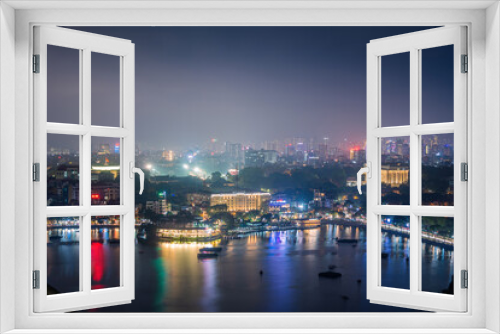 Fototapeta Naklejka Na Ścianę Okno 3D - Hanoi cityscape at twilight at West Lake. Famous destination of Vietnam
