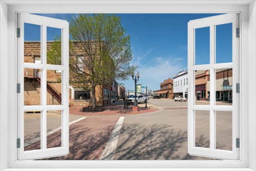 Fototapeta Naklejka Na Ścianę Okno 3D - View of businesses on State Street in downtown Belle Fourche, South Dakota, USA