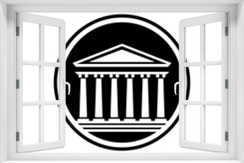 Fototapeta Naklejka Na Ścianę Okno 3D - Ancient Roman or Greek architecture temple style building. Rounded design, black and white. 