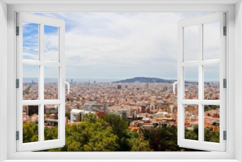 Fototapeta Naklejka Na Ścianę Okno 3D - Scenic, panoramic view of Barcelona on a sunny day, Spain