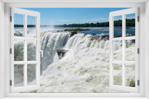Fototapeta Naklejka Na Ścianę Okno 3D - Iguassu waterfalls bordering Argentina Brazil
