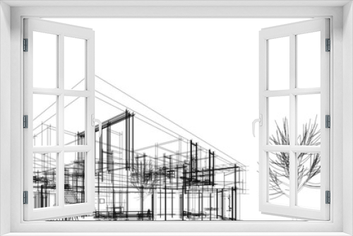 Fototapeta Naklejka Na Ścianę Okno 3D - Architectural drawing 3d illustration and 3d rendering