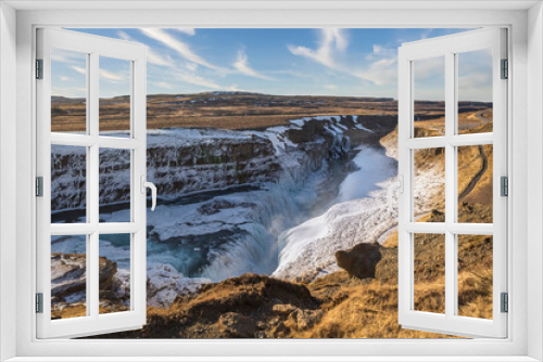 Fototapeta Naklejka Na Ścianę Okno 3D - Iceland Waterfalls in winter with ice