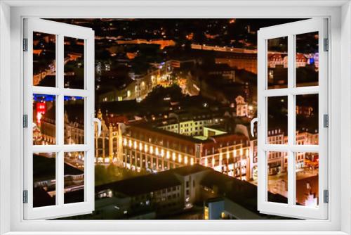 Fototapeta Naklejka Na Ścianę Okno 3D - Beautiful night panorama of Saxony Germany City Leipzig. Top view. Horizontal image.