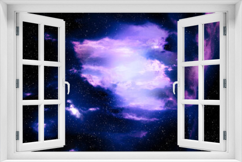 Fototapeta Naklejka Na Ścianę Okno 3D - Exploration of the depths of the universe. Clouds of gas in interstellar space. Bright nebulae with stars in the galaxy.