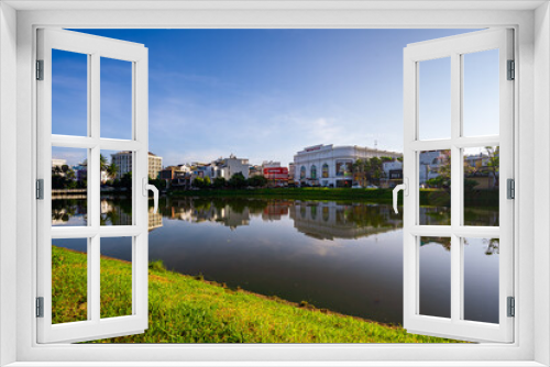 Fototapeta Naklejka Na Ścianę Okno 3D - Morning view of small Dong Nai lake - a central lake in Bao Loc city.