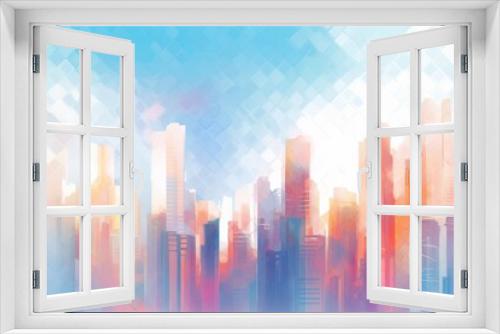 Abstract building in city pastel tone vibe. Business background concept.