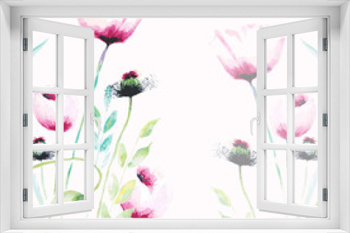Fototapeta Naklejka Na Ścianę Okno 3D - Pink Poppy flowers