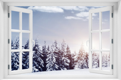 Fototapeta Naklejka Na Ścianę Okno 3D - winter