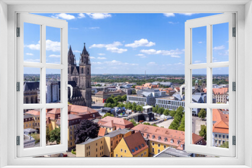 Fototapeta Naklejka Na Ścianę Okno 3D - panorama of the town magdeburg in saxony-anhalt