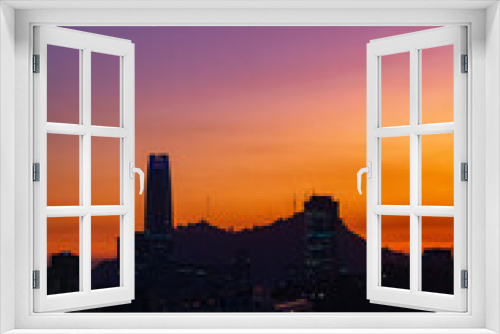 Fototapeta Naklejka Na Ścianę Okno 3D - city at sunset
