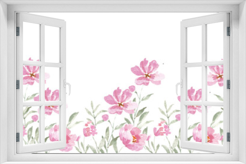 Fototapeta Naklejka Na Ścianę Okno 3D - Pink English Rose Watercolor Flower Background