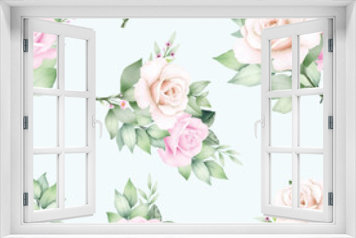 Fototapeta Naklejka Na Ścianę Okno 3D - beautiful seamless pattern flower rose watercolor