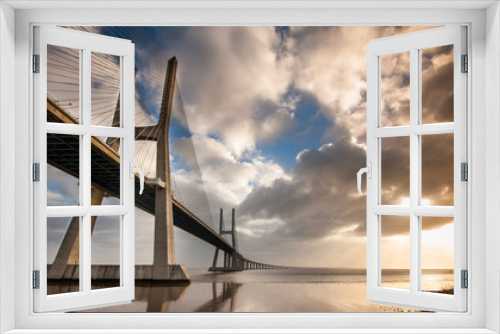 Fototapeta Naklejka Na Ścianę Okno 3D - Vasco da Gama Bridge over the Tagus river. Lisbon, Portugal.