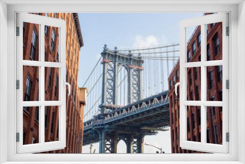 Fototapeta Naklejka Na Ścianę Okno 3D - Closeup of Manhattan bridge, New York, USA