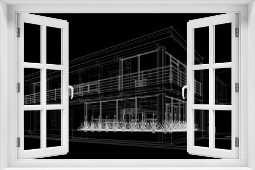 Fototapeta Naklejka Na Ścianę Okno 3D - House architectural drawing 3d illustration