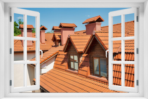 Fototapeta Naklejka Na Ścianę Okno 3D - home with tiled modern orange roof