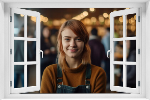 A group of smiling adults standing indoors, looking at camera generated by AI