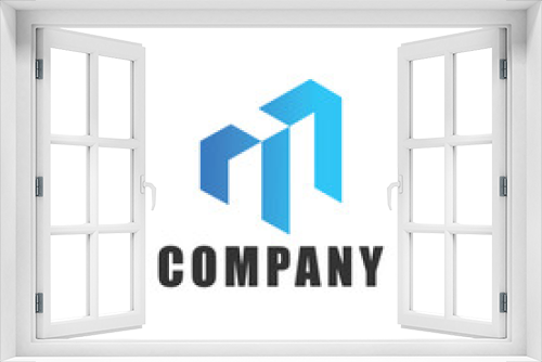 M vector logo design for construction, house, real estate, building, property. Logo design template.