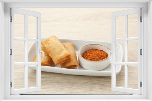 Fototapeta Naklejka Na Ścianę Okno 3D - Cibay, made from tapioca flour, served with chilli sauce, Indonesian traditional food
