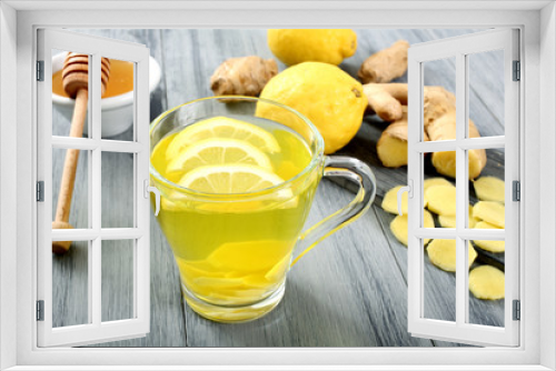 Fototapeta Naklejka Na Ścianę Okno 3D - the' con ginger e limone colore giallo