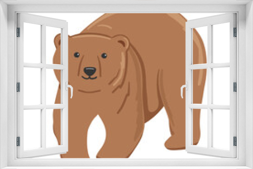 Fototapeta Naklejka Na Ścianę Okno 3D - Adult brown bear. Vector flat cartoon illustration isolated on white background. Forest animal.