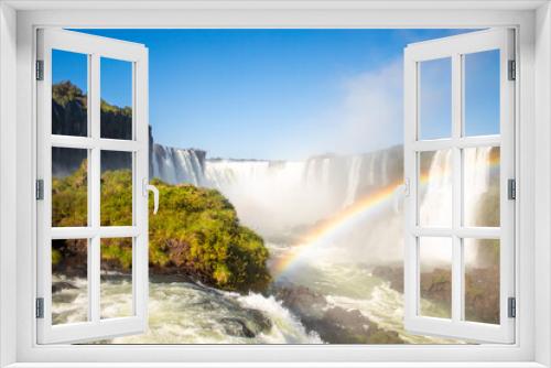 Fototapeta Naklejka Na Ścianę Okno 3D - View of the Iguazu Falls, border between Brazil and Argentina. located in the Iguaçu National Park, a UNESCO World Heritage Site.