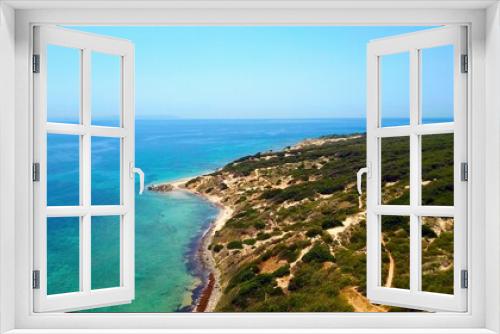 Fototapeta Naklejka Na Ścianę Okno 3D - aerial view of the beautiful coastline at the Punta Paloma beach near Valdevaqueros, Tarifa, Andalusia, province of Cádiz, Spain