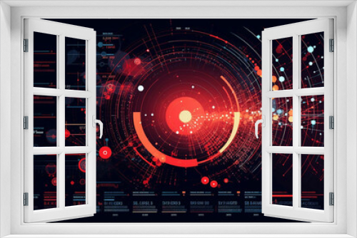 Abstract Futuristic infographic with Visual data complexity, represent Big data concept, node base programming. Cyberspace, technology, internet