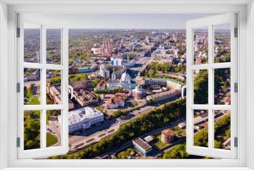 Fototapeta Naklejka Na Ścianę Okno 3D - Panoramic aerial view of district of Kursk with houses, Russia