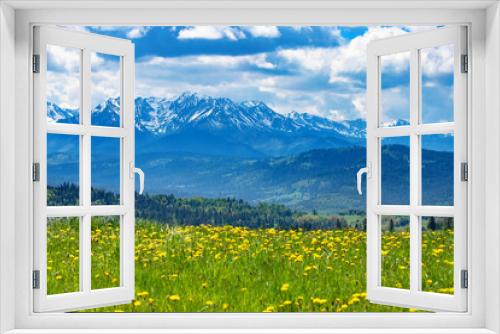 Fototapeta Naklejka Na Ścianę Okno 3D - Zielone, letnie polany w górach, krajobraz 