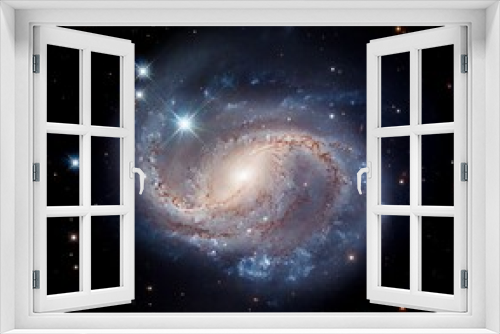 Fototapeta Naklejka Na Ścianę Okno 3D - Beautiful spiral galaxy with bright stars. Space, universe backdrop.