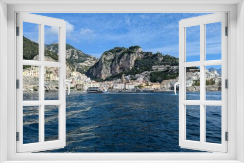 Beautiful sunny daytime view at the Amalfi coast in Sorrento Naples Italy
