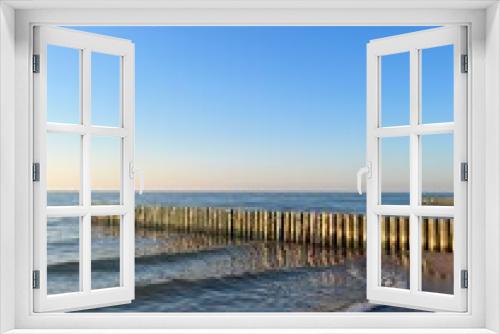 Fototapeta Naklejka Na Ścianę Okno 3D - Calm sea horizon, seascape background, clear sky 