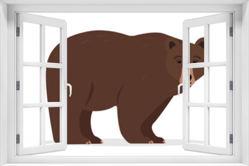 Fototapeta Naklejka Na Ścianę Okno 3D - Wild brown Bear animal icon isolated on white background. Grizzly bear standing or walking. Vector illustration.