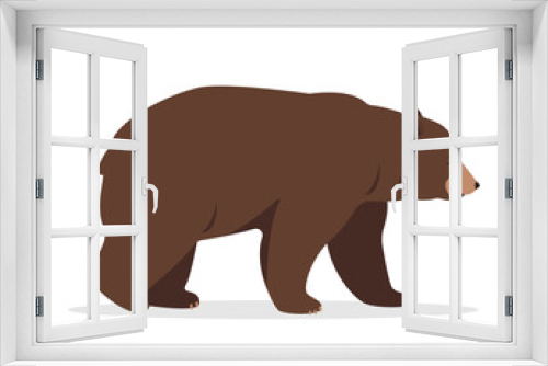 Fototapeta Naklejka Na Ścianę Okno 3D - Wild brown Bear animal icon. Walking Grizzly bear. Vector illustration isolated on white background..