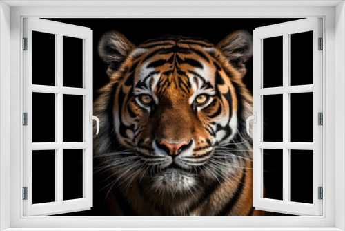 Fototapeta Naklejka Na Ścianę Okno 3D - A close-up of a magnificent tiger, with piercing eyes and powerful presence, representing the beauty and strength of the animal kingdom