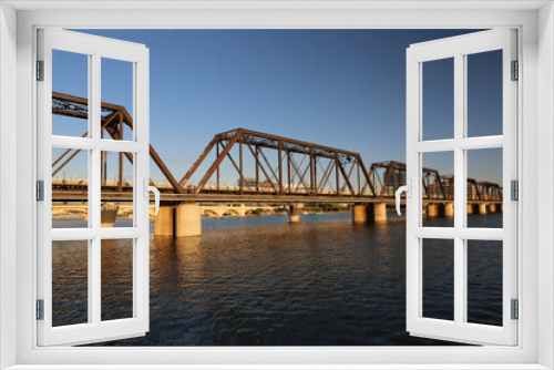 Fototapeta Naklejka Na Ścianę Okno 3D - Railroad Bridge over the river