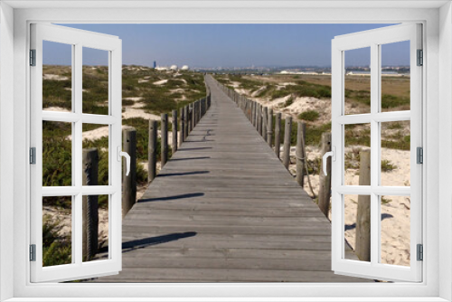 Fototapeta Naklejka Na Ścianę Okno 3D - Sand dunes and Beach in Esmoriz, Ovar - Portugal