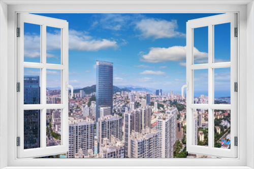 Fototapeta Naklejka Na Ścianę Okno 3D - Aerospace Qingdao Coastline City Landscape Panorama Map